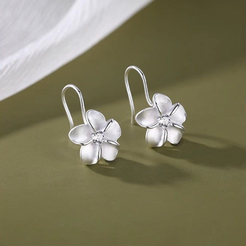 Crystal Center Flower Drop Earrings
