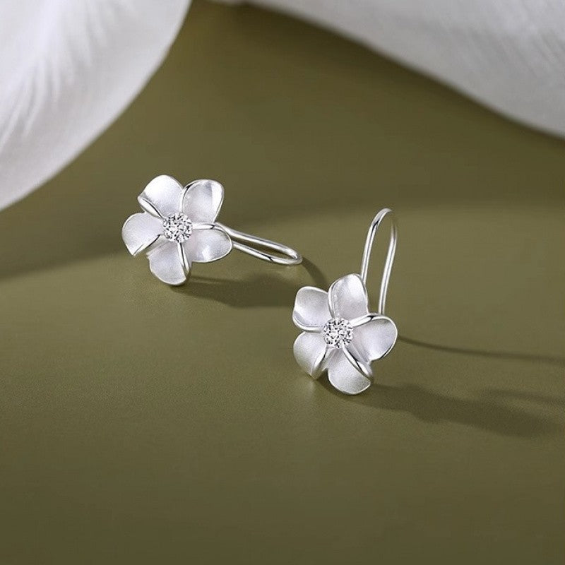 Crystal Center Flower Drop Earrings