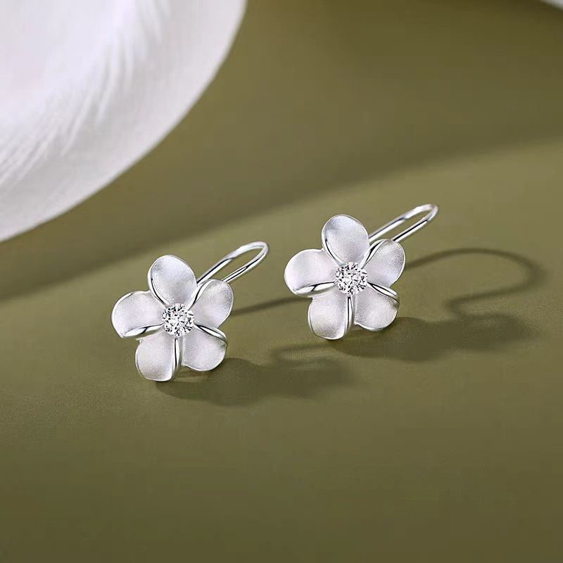 Crystal Center Flower Drop Earrings