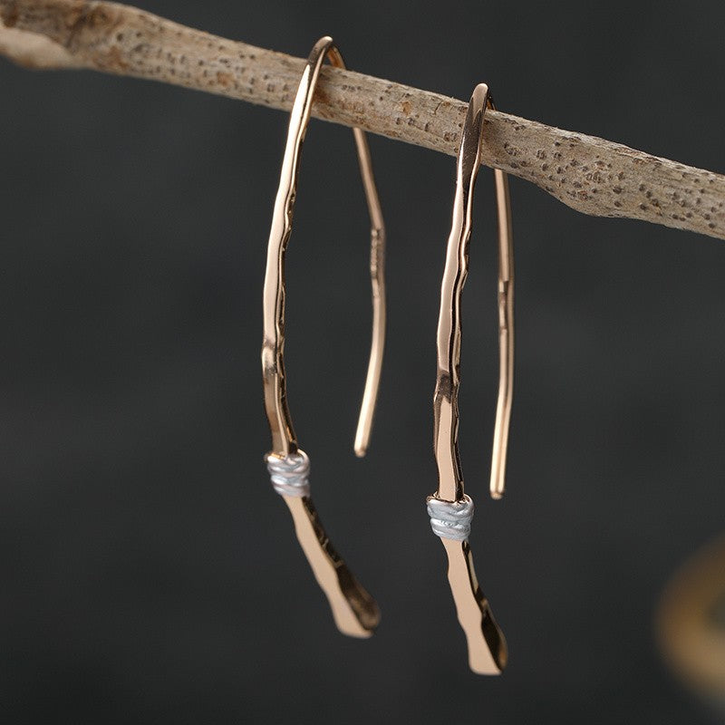 Copper Wire Wrap Leaf Earrings