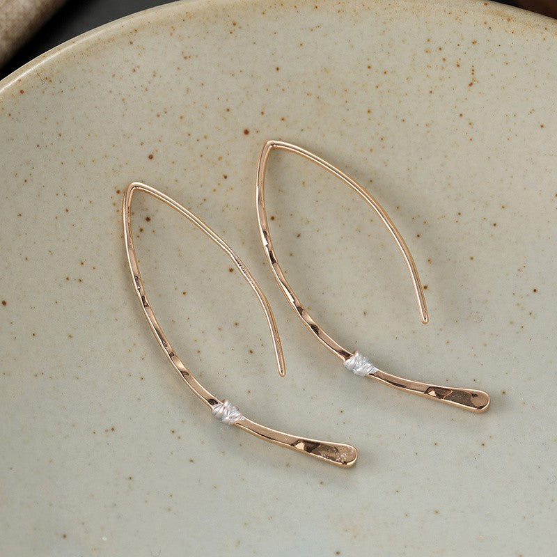 Copper Wire Wrap Leaf Earrings