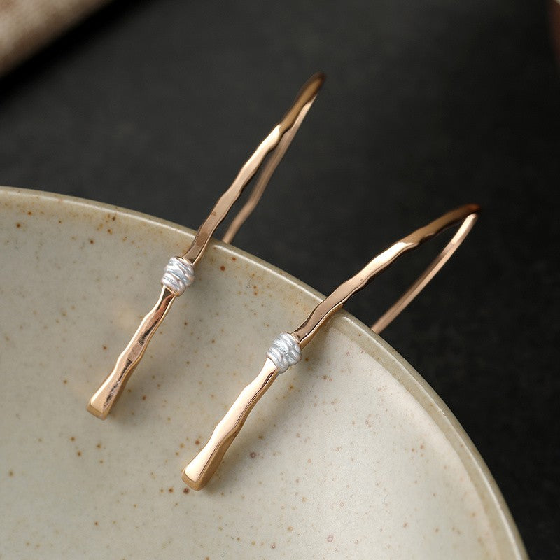 Copper Wire Wrap Leaf Earrings