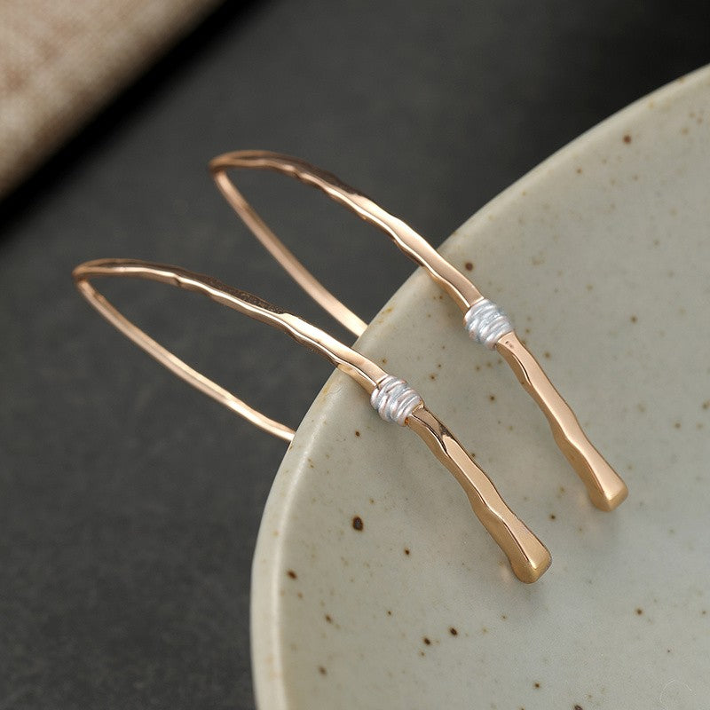 Copper Wire Wrap Leaf Earrings