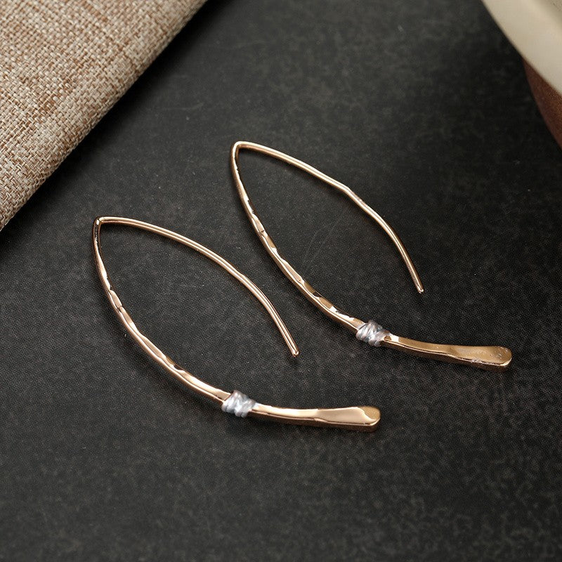 Copper Wire Wrap Leaf Earrings