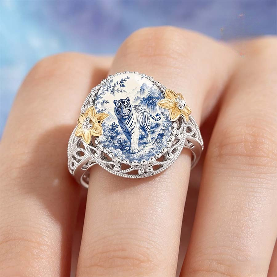 Blue Tiger Landscape Ring