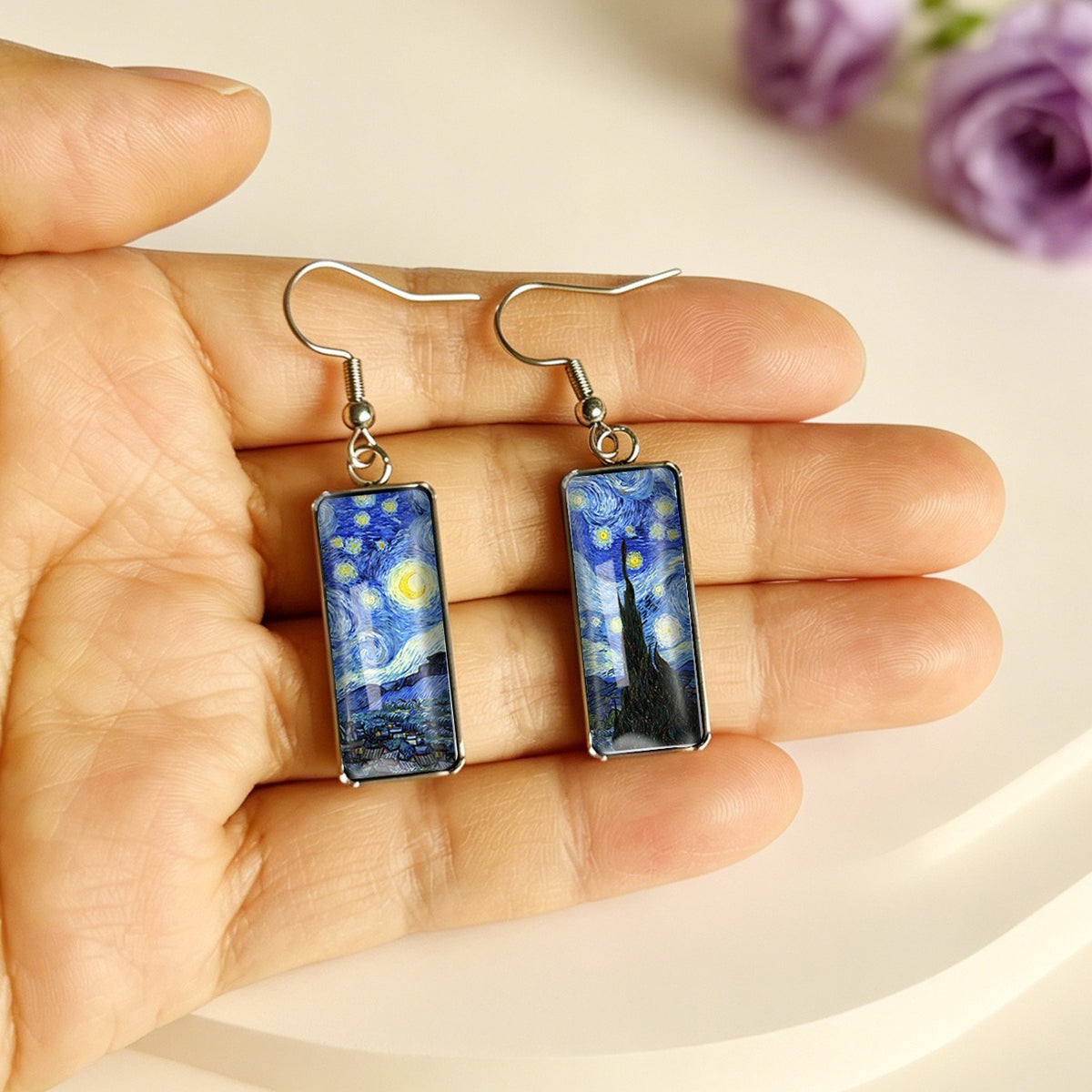 Starry Night Rectangular Earrings