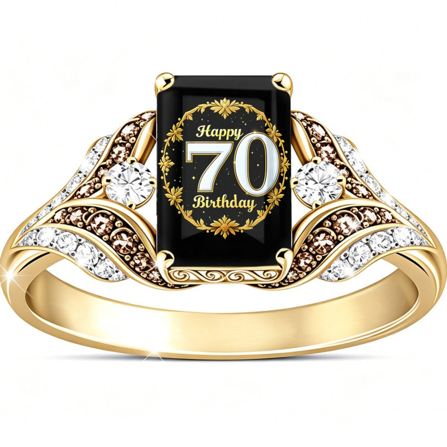 70th Birthday Wavy Crystal Ring