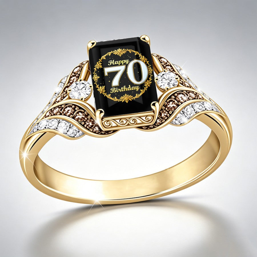 70th Birthday Wavy Crystal Ring
