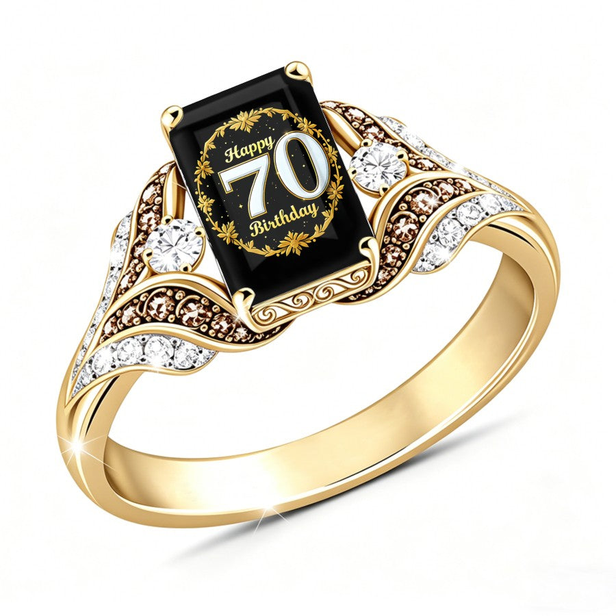 70th Birthday Wavy Crystal Ring