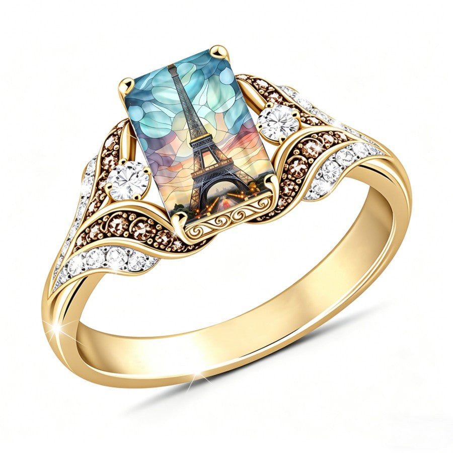 Stained Glass Eiffel Tower Ring