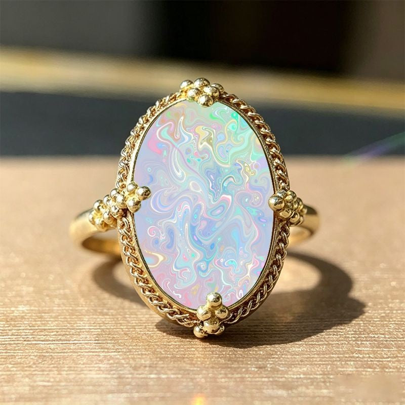 Swirl Glass Oval Ring