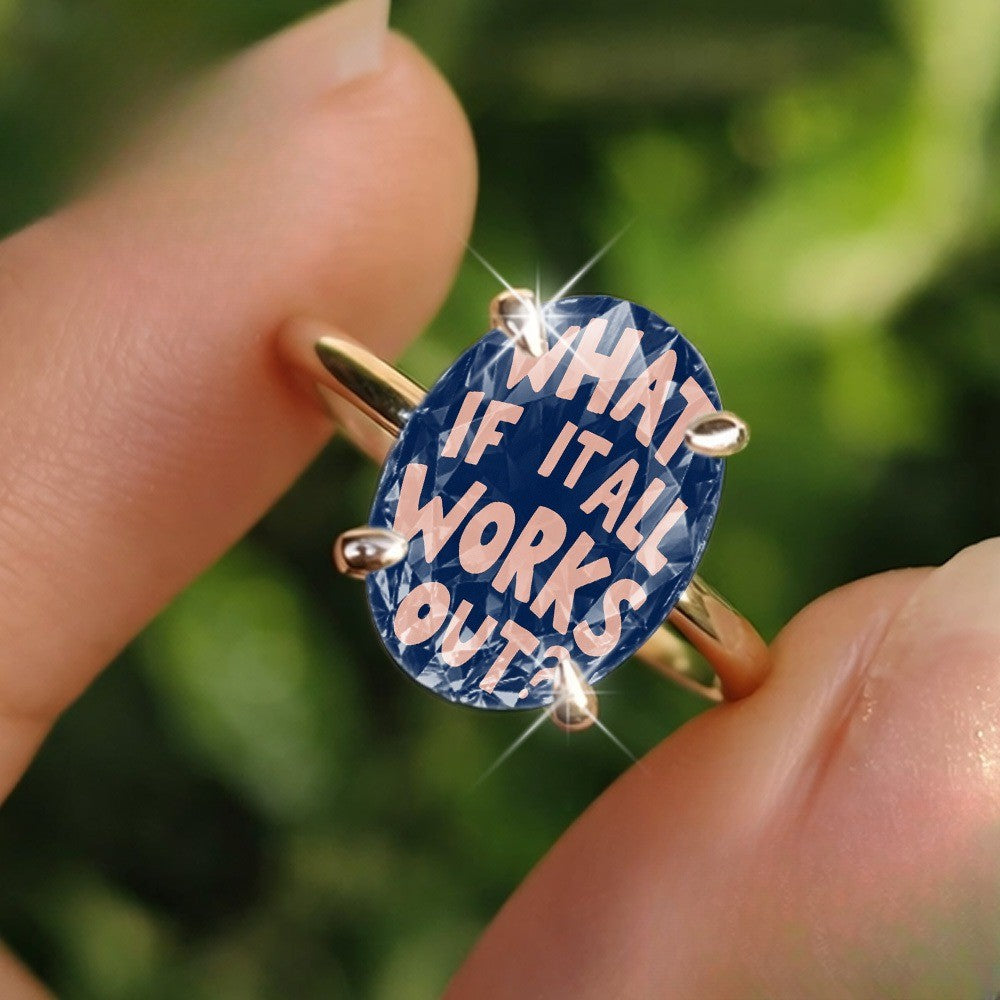 Blue Oval Affirmation Ring