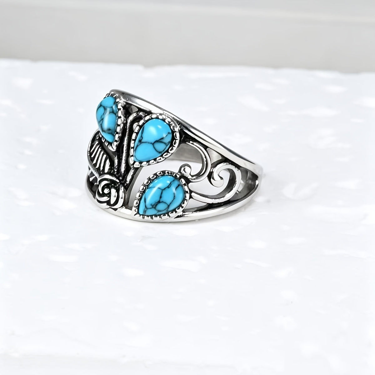 Turquoise Rose Statement Ring