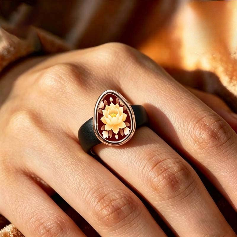 Lotus Flower Teardrop Ring