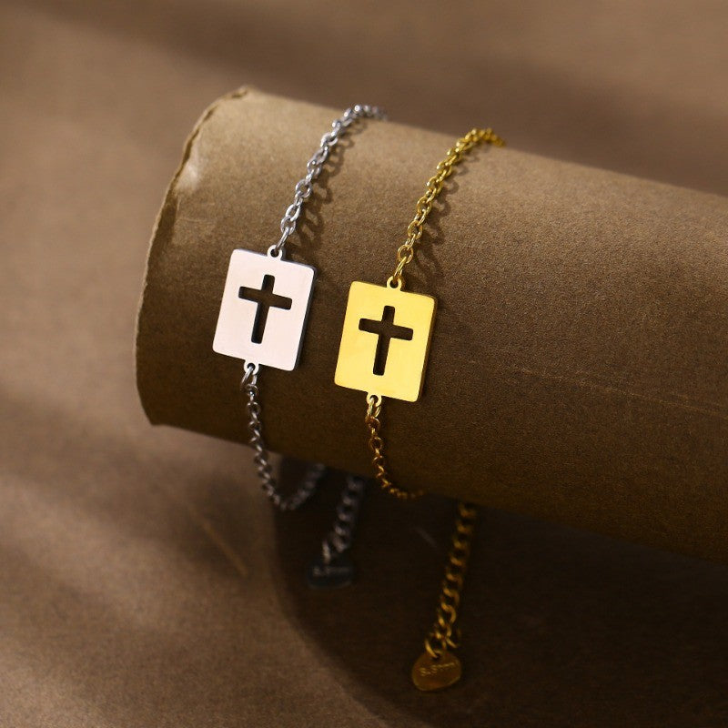 Square Cutout Cross Bracelet