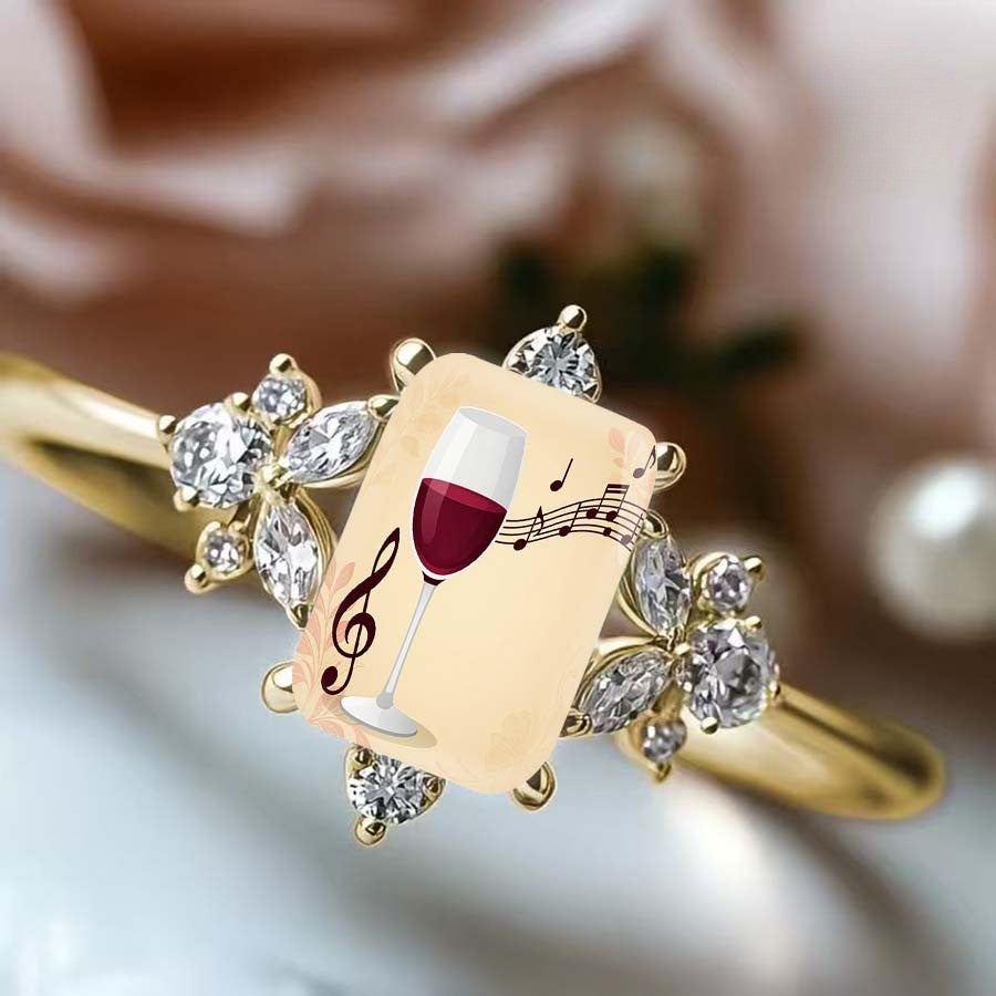 Wine Glass Musical Note Ring