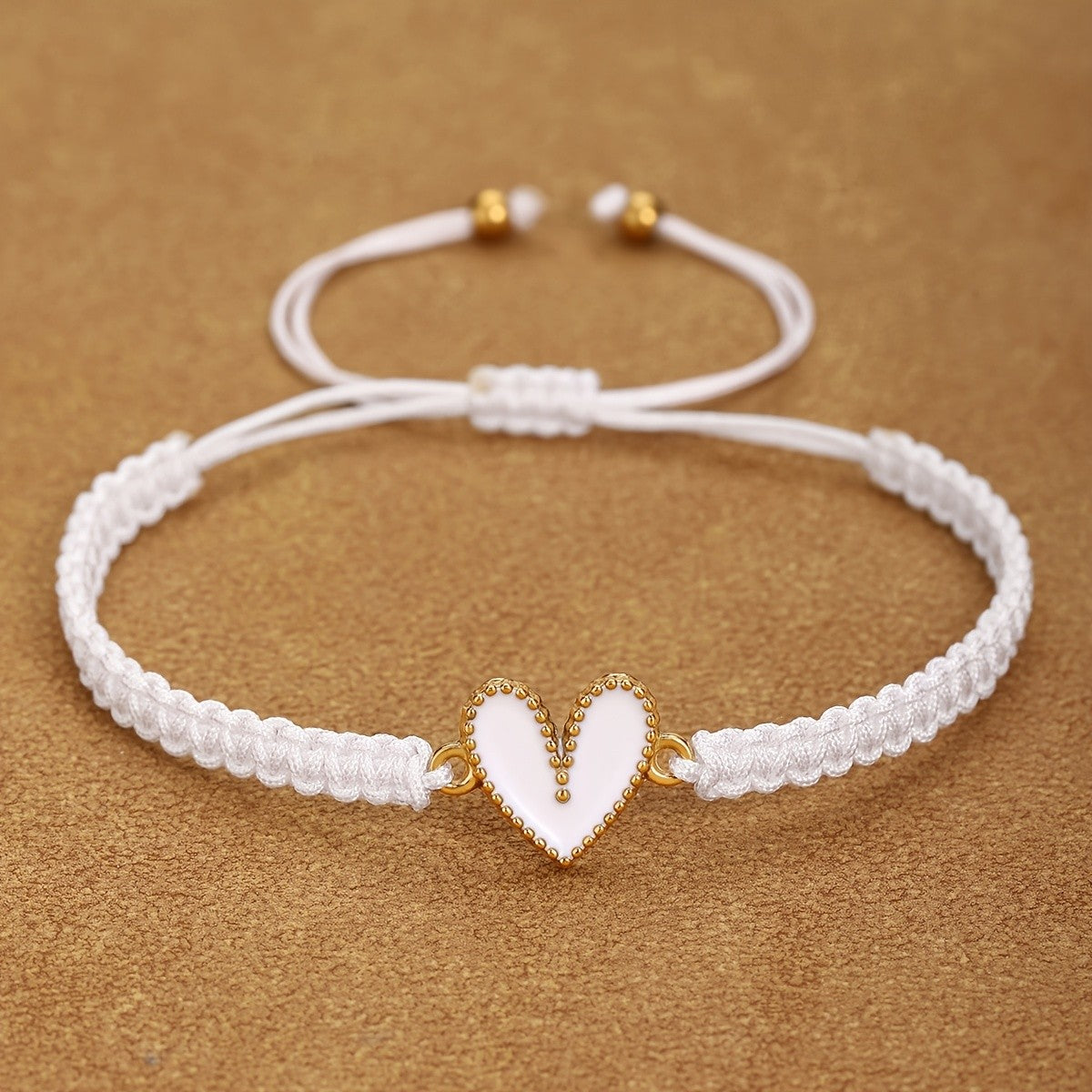 Enamel Heart Braided Bracelet
