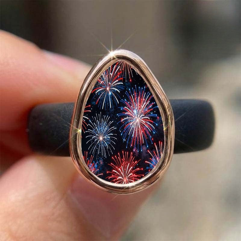 Fireworks Teardrop Statement Ring
