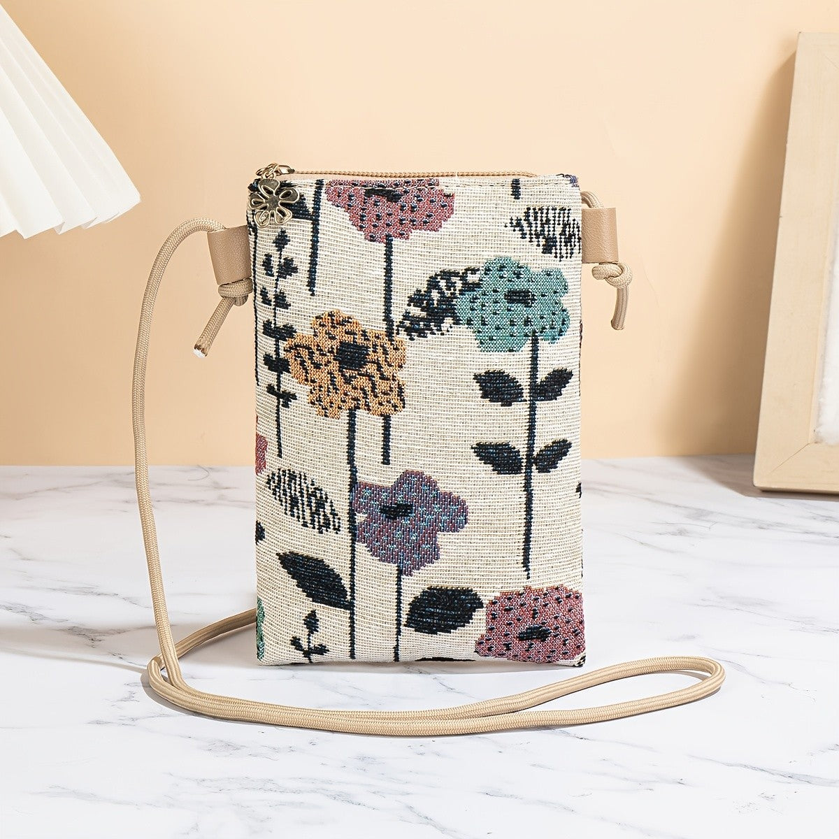 Floral Woven Crossbody Bag