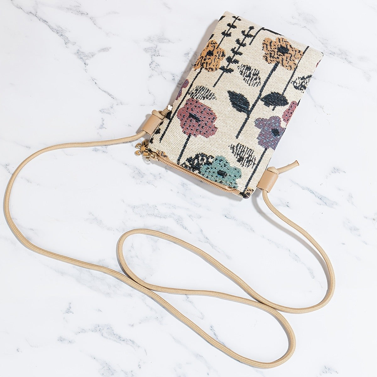 Floral Woven Crossbody Bag