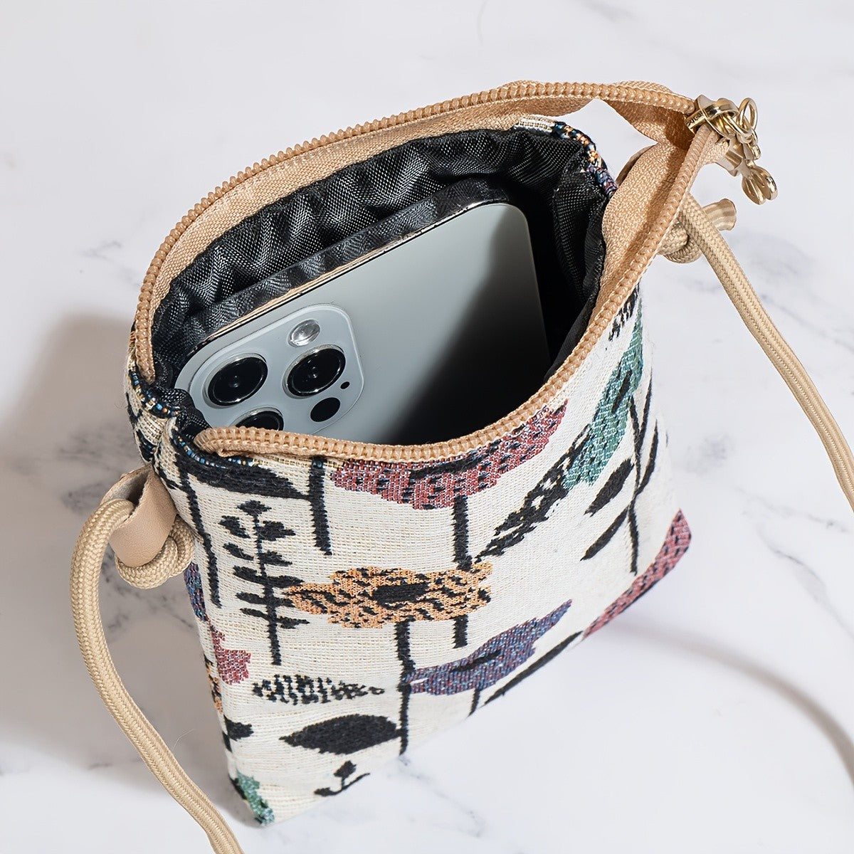 Floral Woven Crossbody Bag