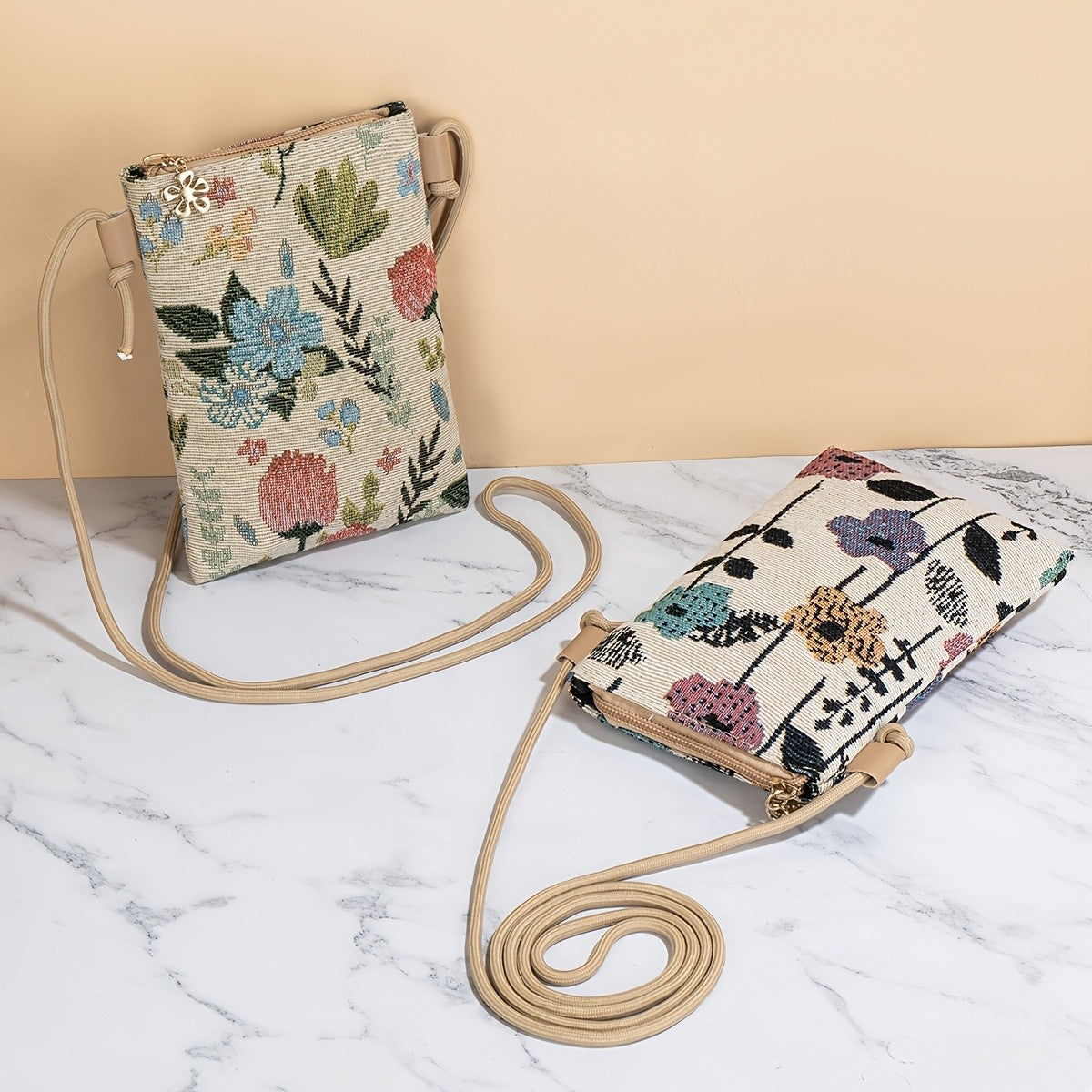 Floral Woven Crossbody Bag