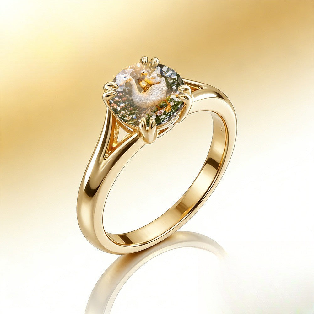 Goose & Lantern Crystal Ring