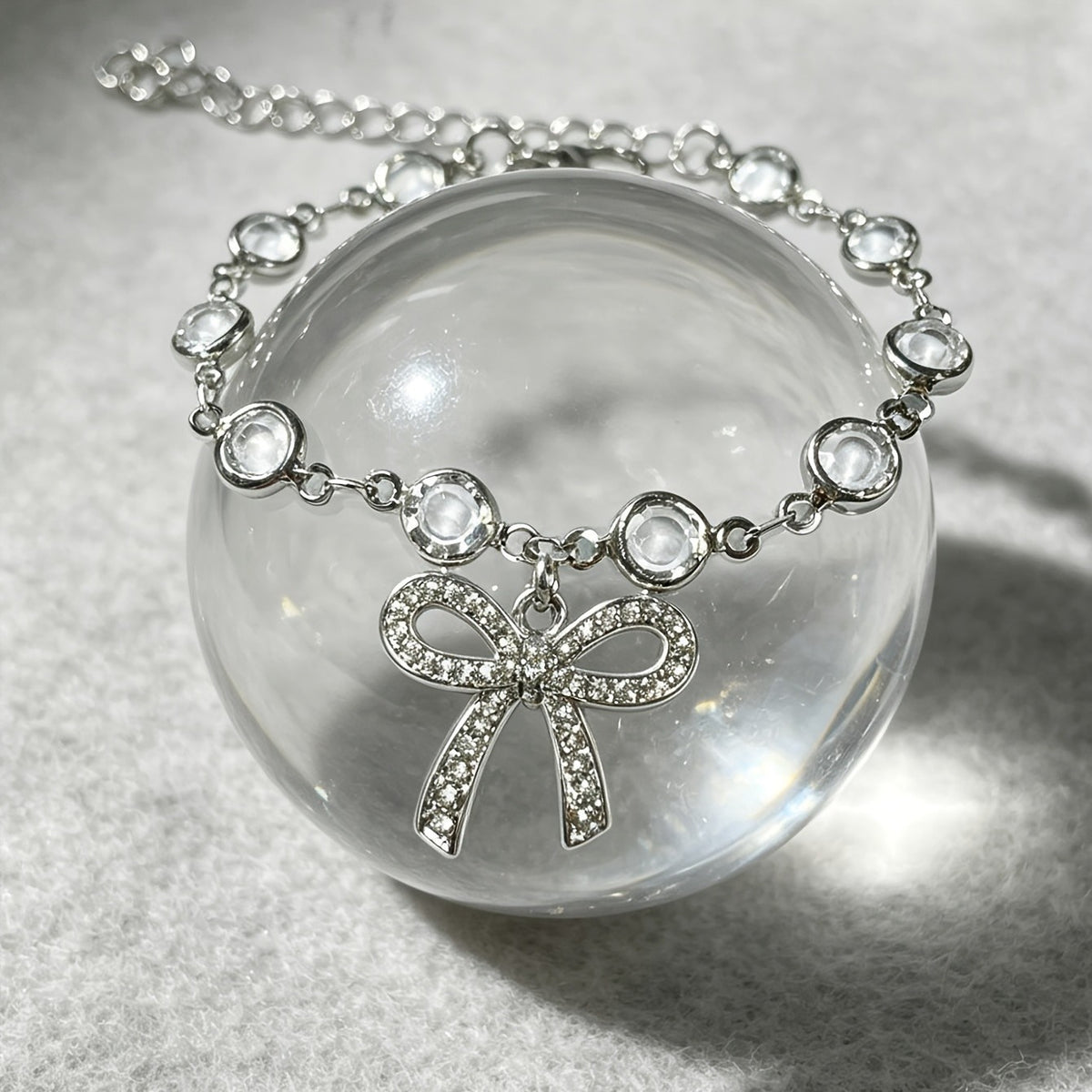 Crystal Bow Pendant Anklet