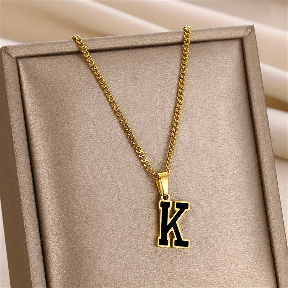 Bold Block Letter Initial Necklace