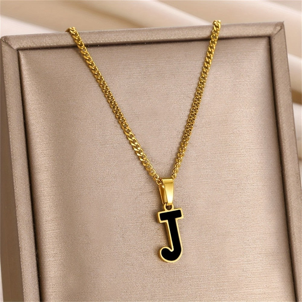 Bold Block Letter Initial Necklace