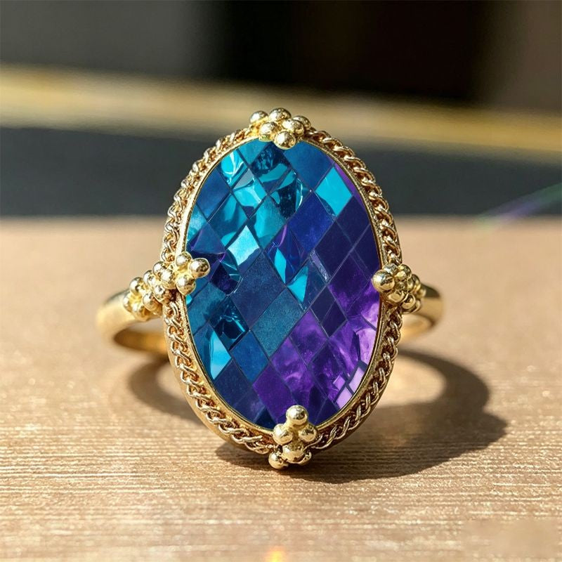 Oval Mosaic Glass Ring