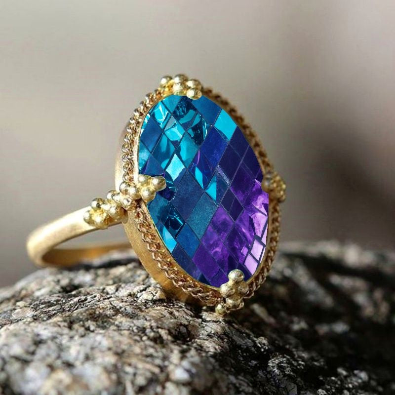 Oval Mosaic Glass Ring