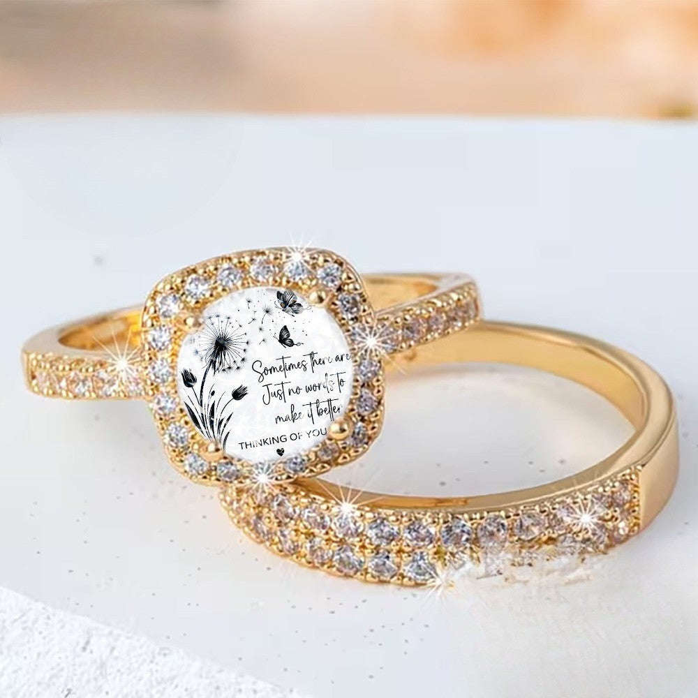 Butterfly Message Square Ring Set
