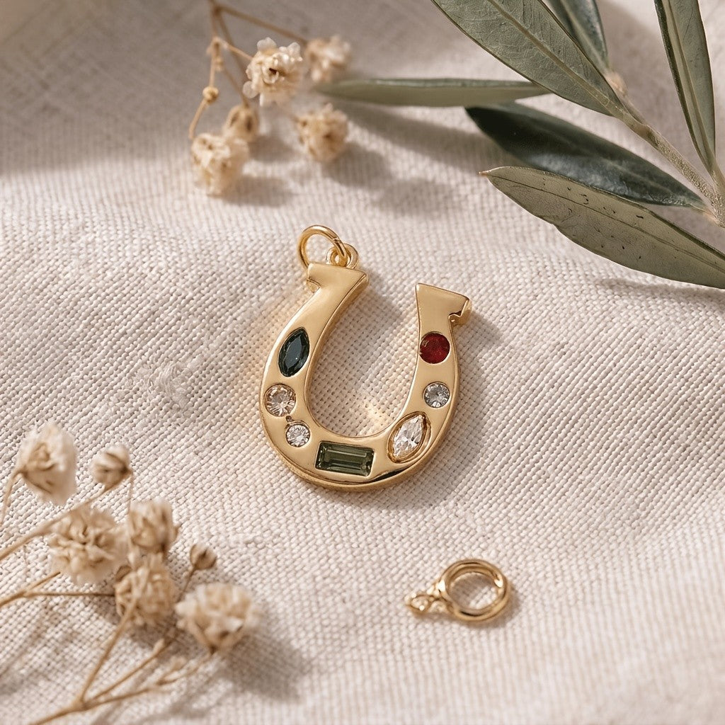 Multicolor Gemstone Horseshoe Pendant