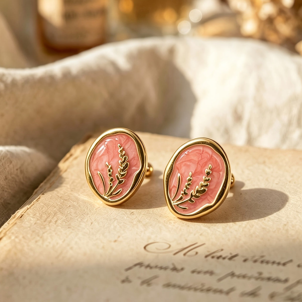 Enamel Wheat Stud Earrings