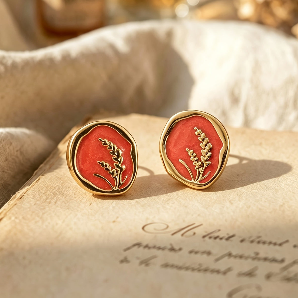Enamel Wheat Stud Earrings