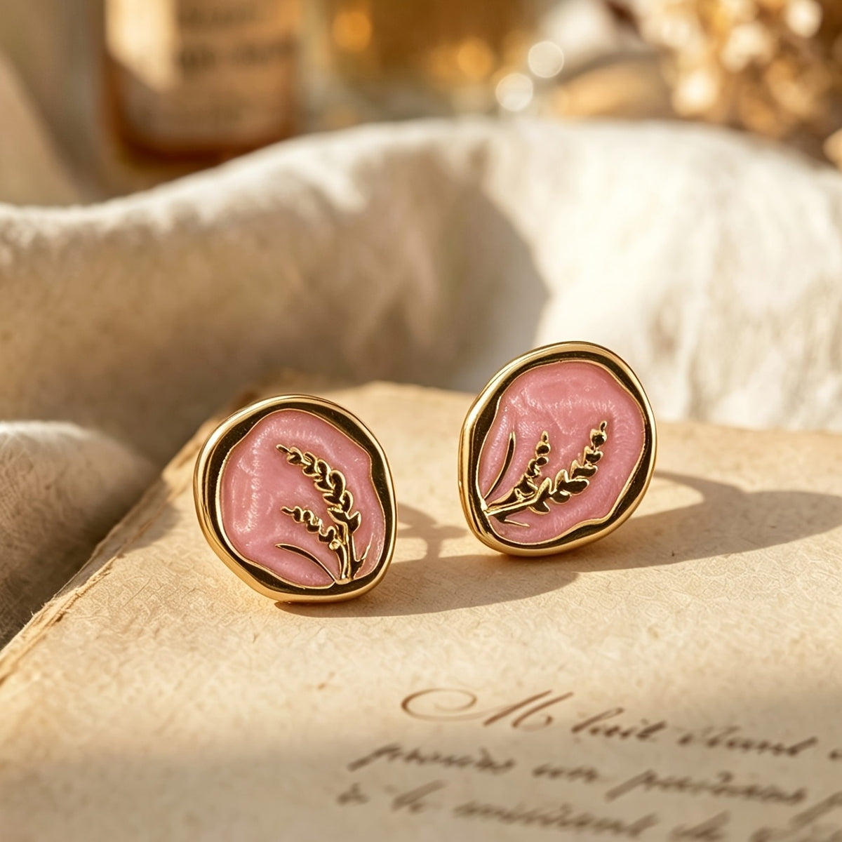 Enamel Wheat Stud Earrings