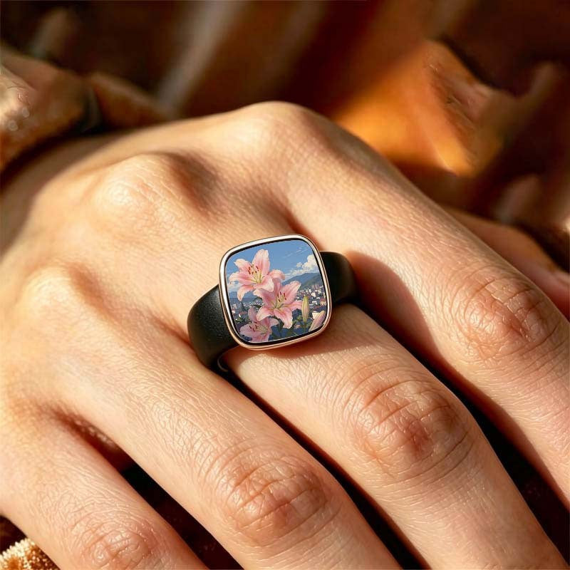 Pink Lily Square Ring