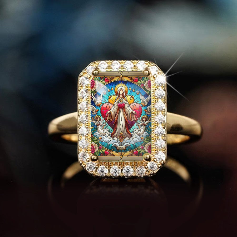 Stained Glass Virgin Mary Ring