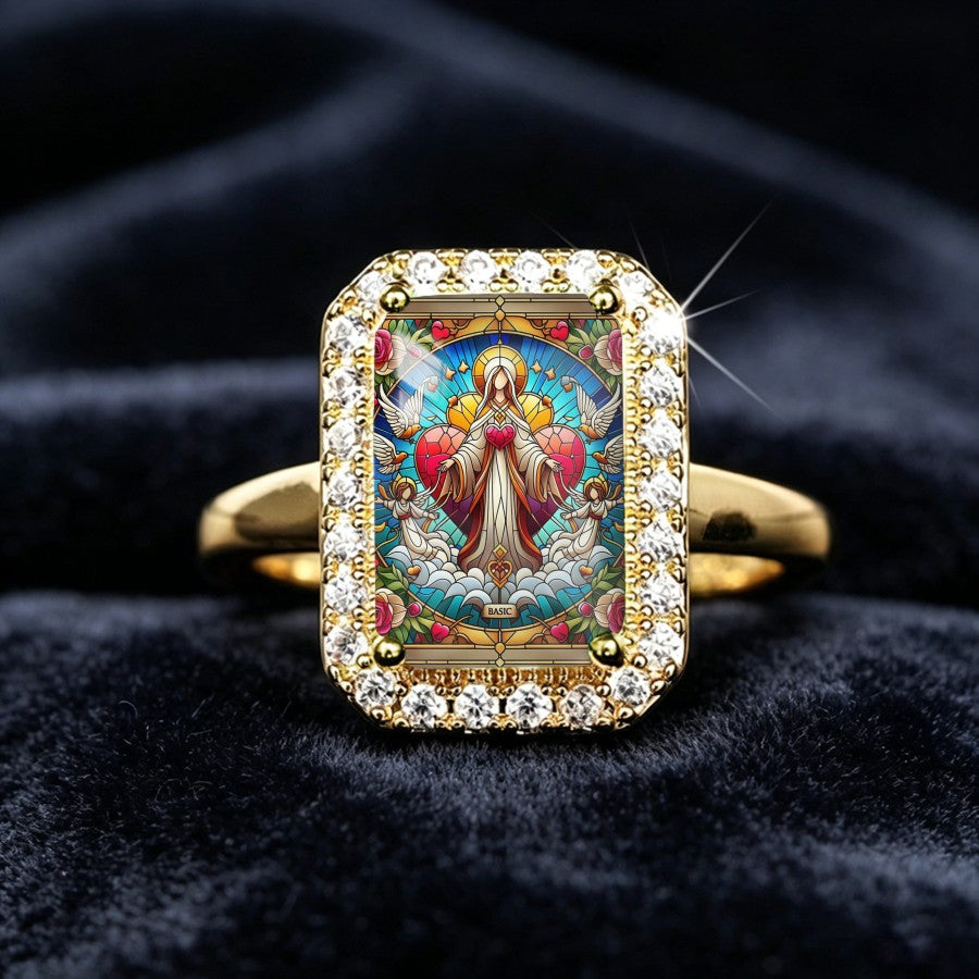 Stained Glass Virgin Mary Ring