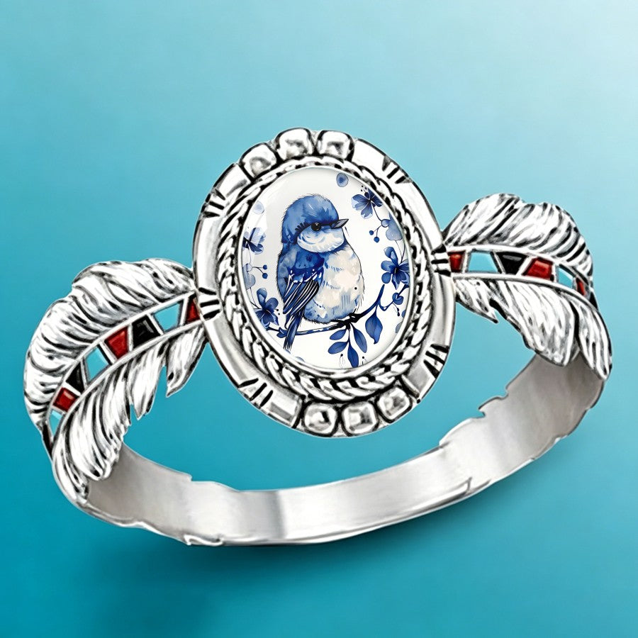 Blue Bird Feather Ring