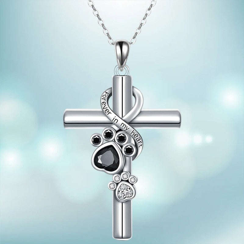Paw Print Cross Necklace