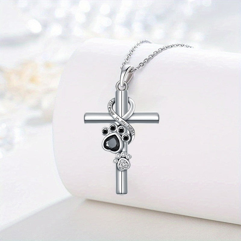 Paw Print Cross Necklace