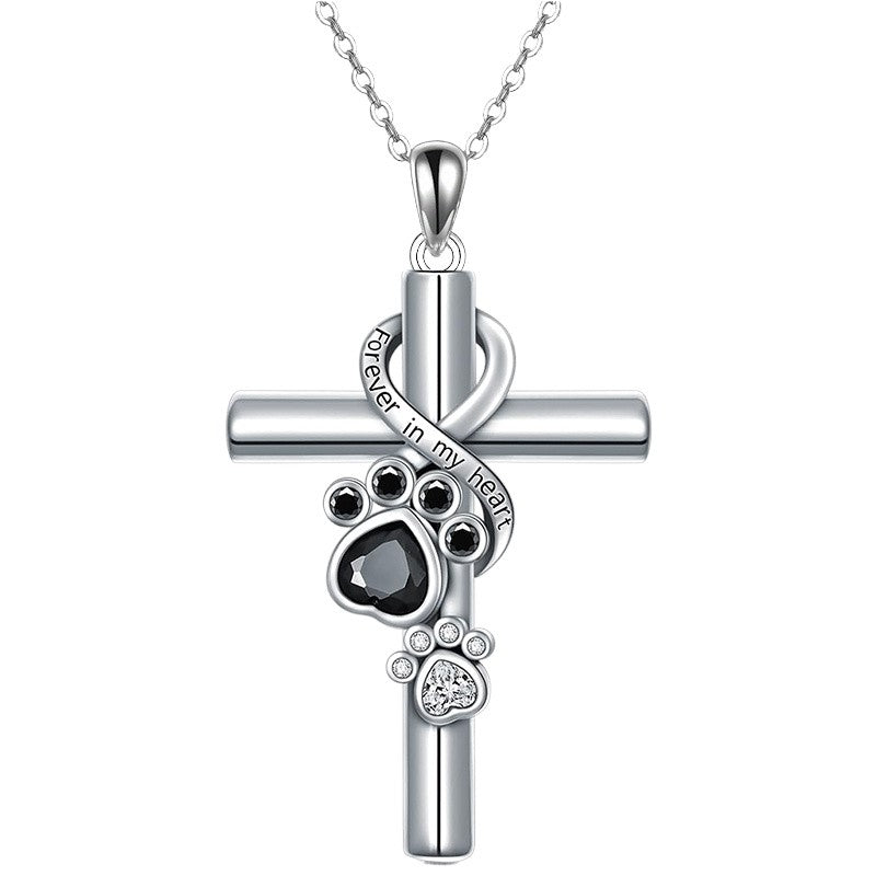 Paw Print Cross Necklace