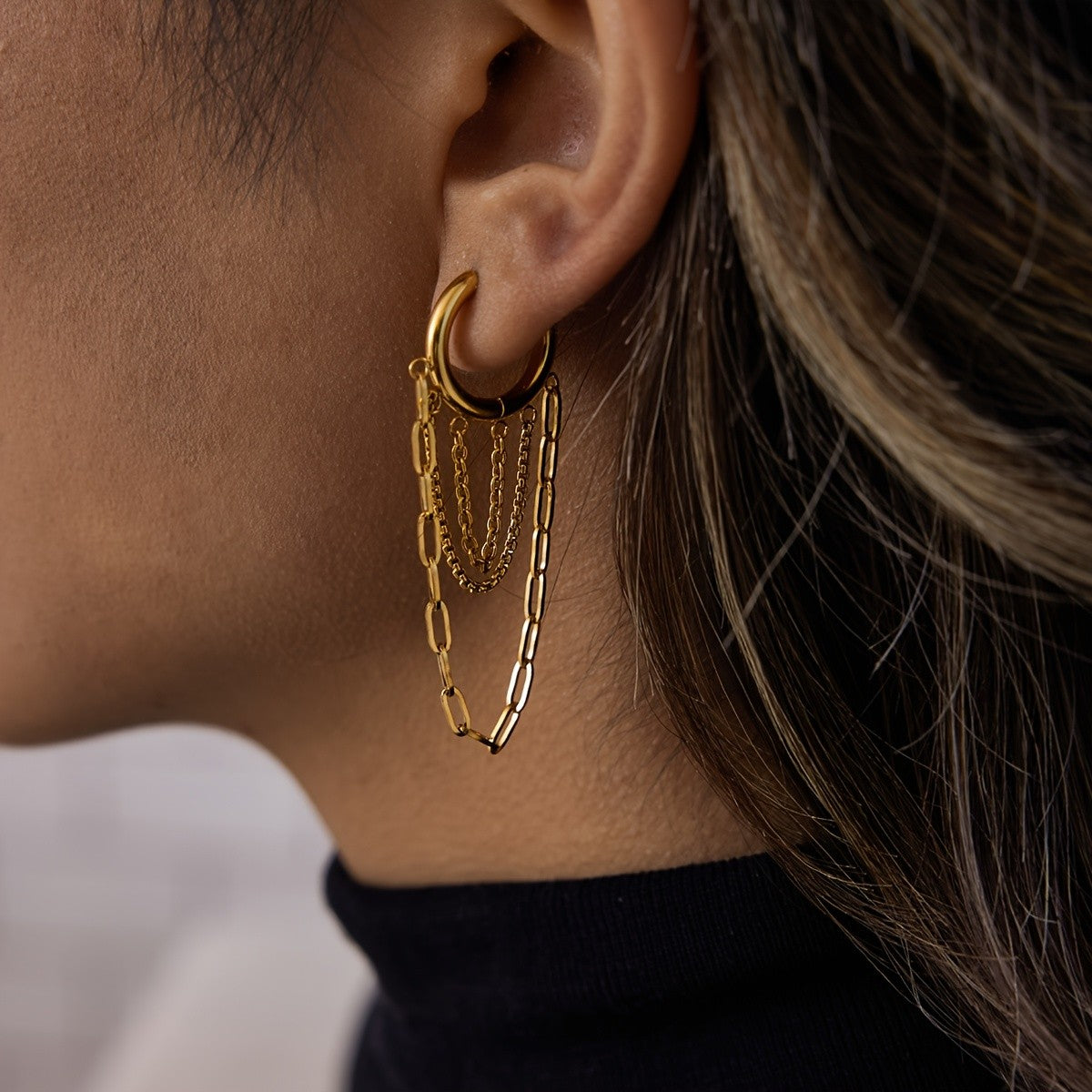 Hoop & Link Chain Drop Earrings