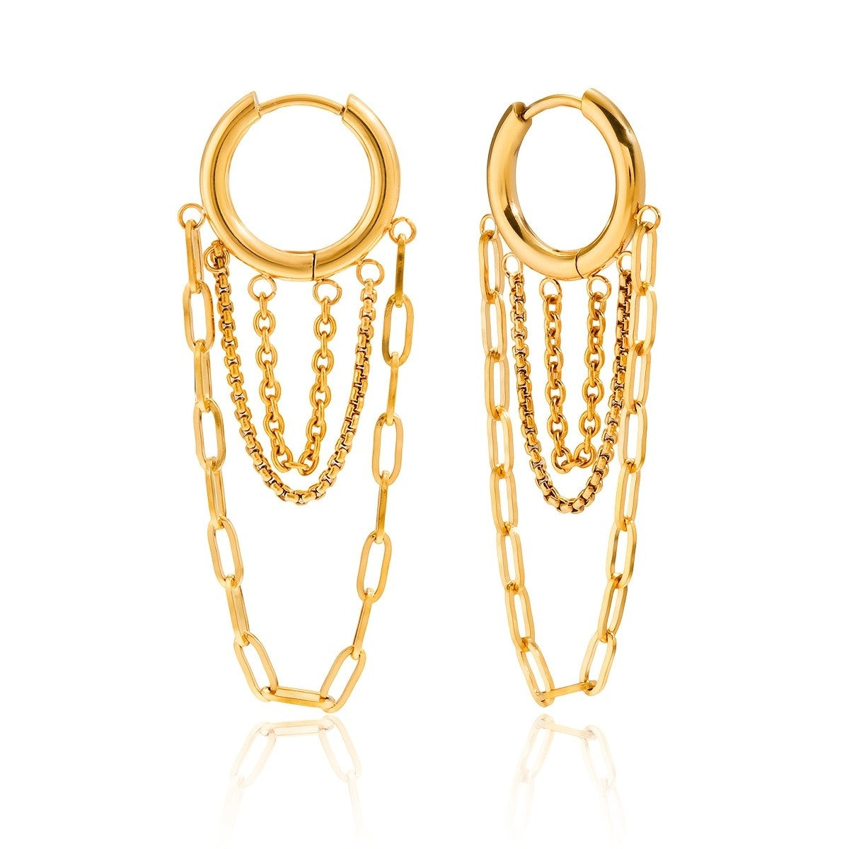 Hoop & Link Chain Drop Earrings