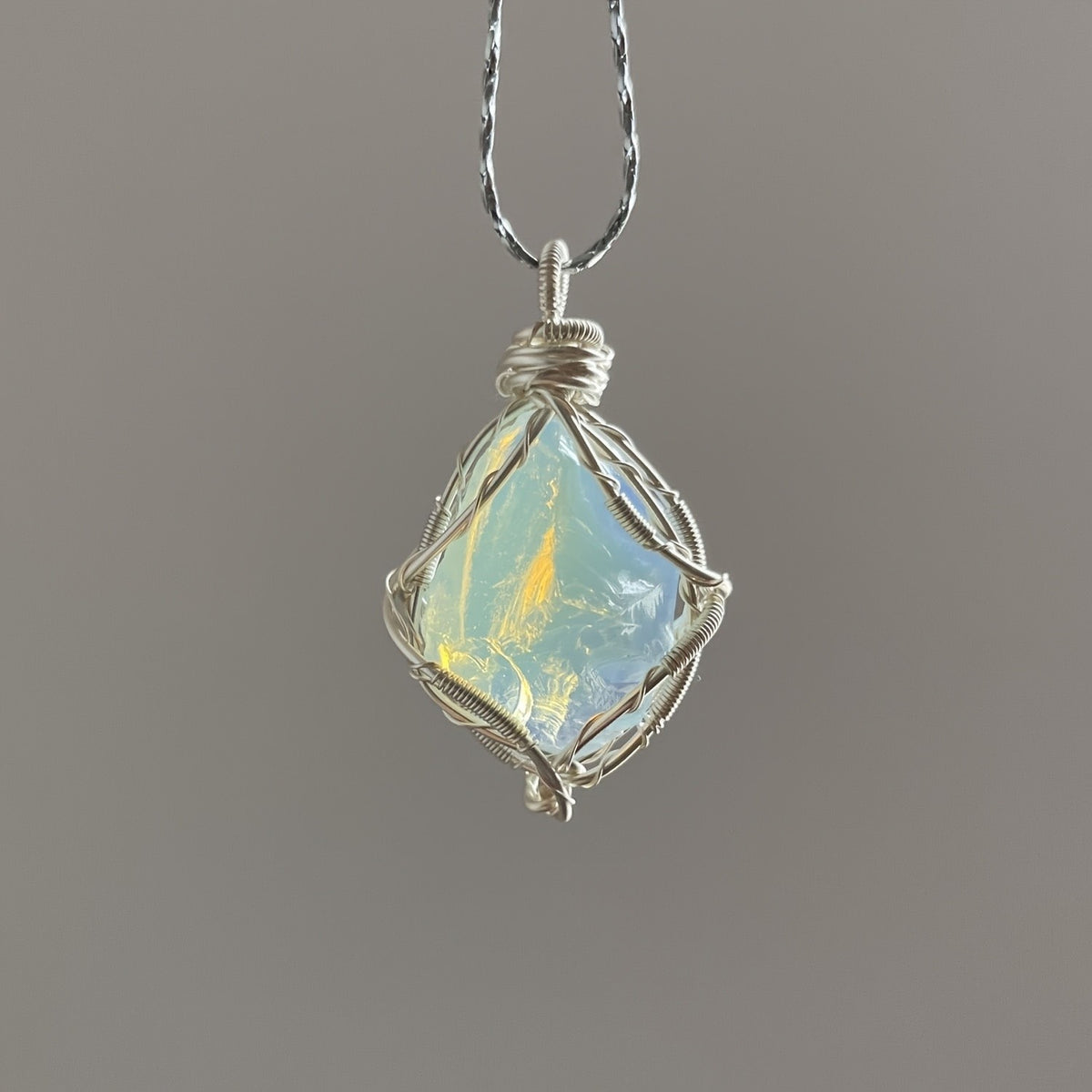 Iridescent Crystal Wire Wrap Necklace
