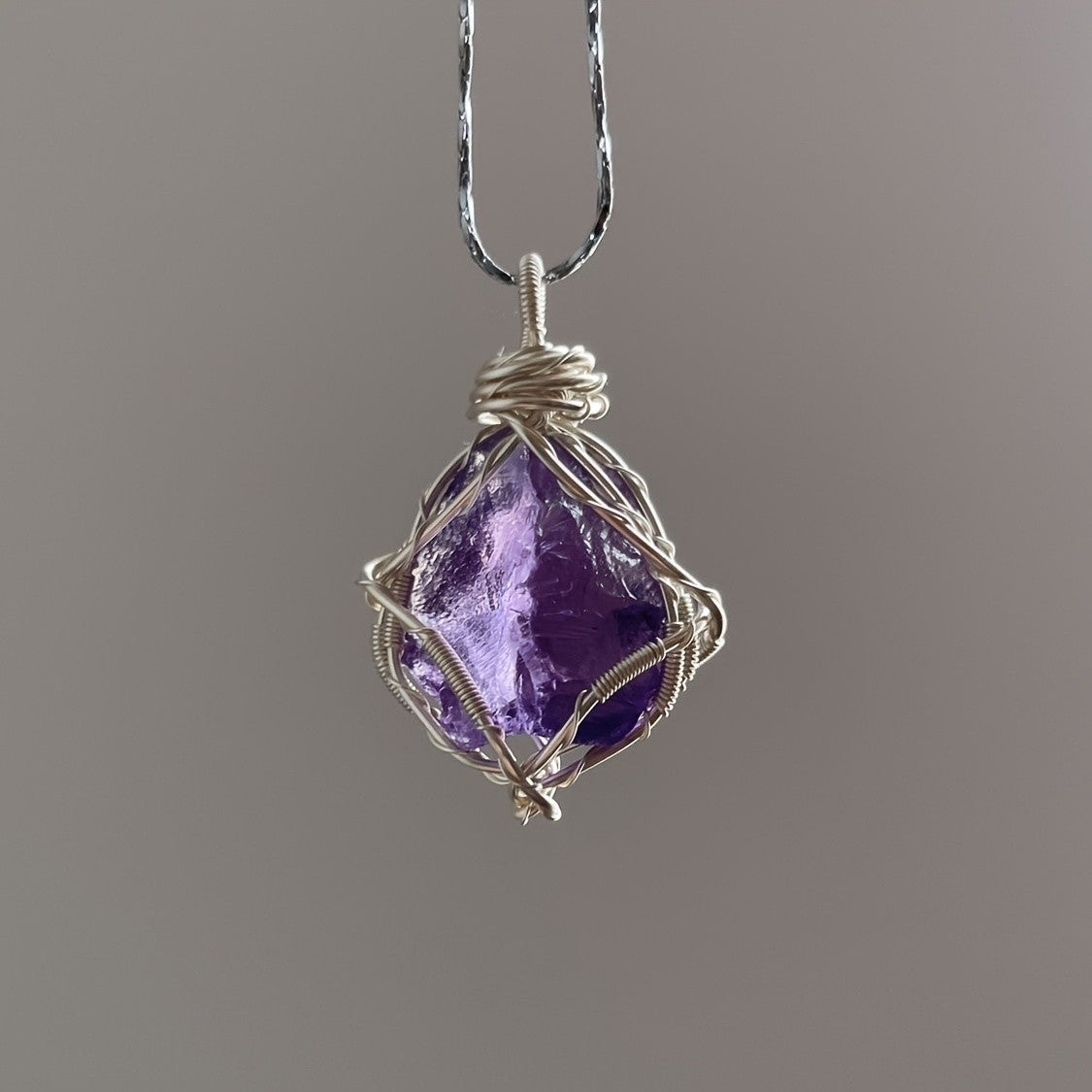 Iridescent Crystal Wire Wrap Necklace