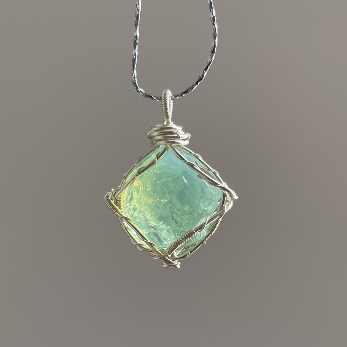 Iridescent Crystal Wire Wrap Necklace