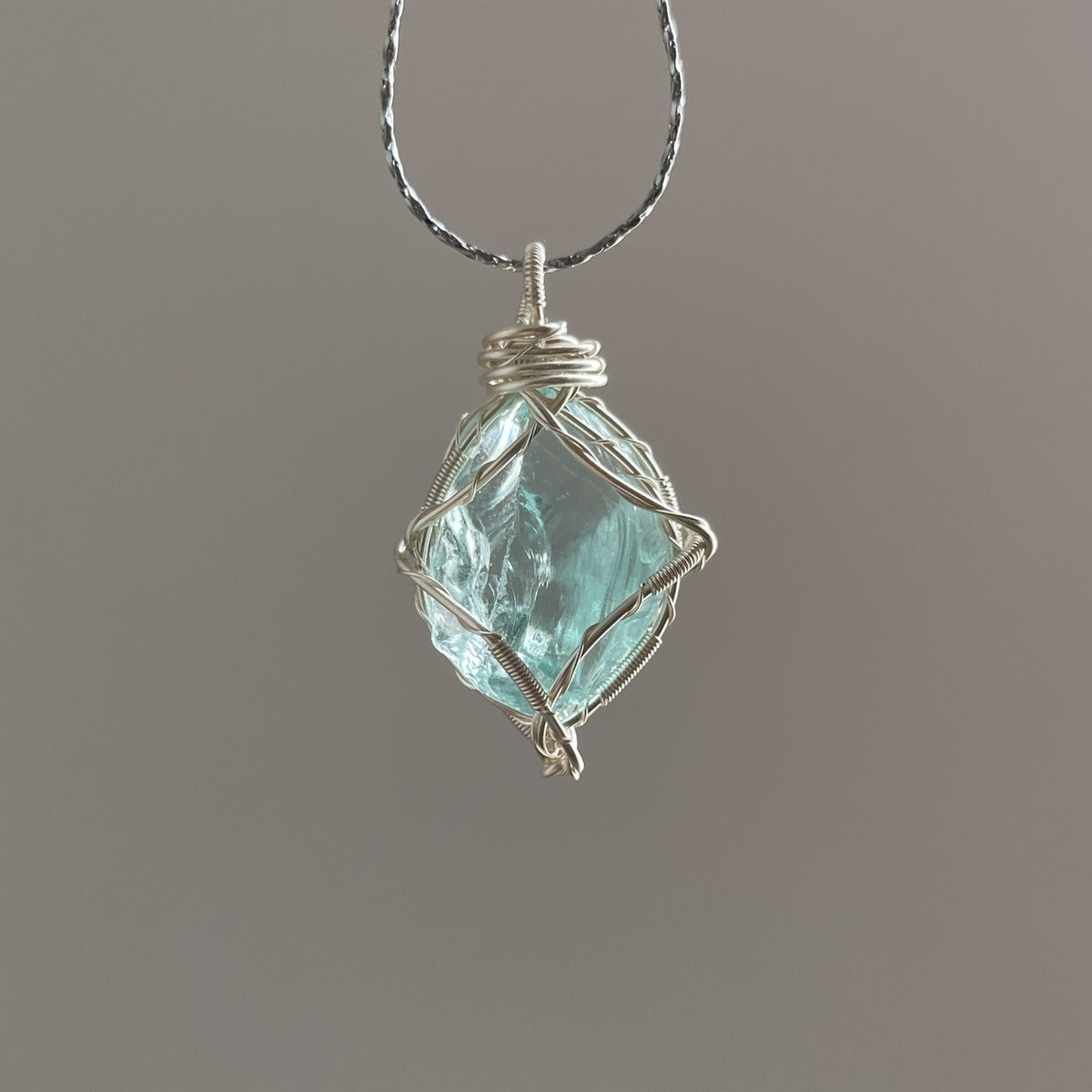Iridescent Crystal Wire Wrap Necklace